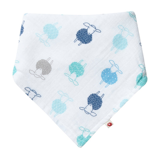 Reversible Sheep Muslin Bandana Bib and Burp Cloth