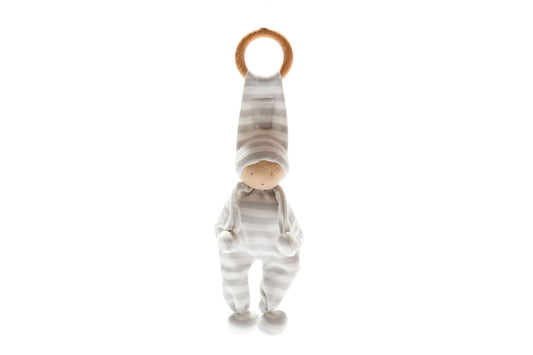 Organic Baby Buddy and Teether - Grey Stripe