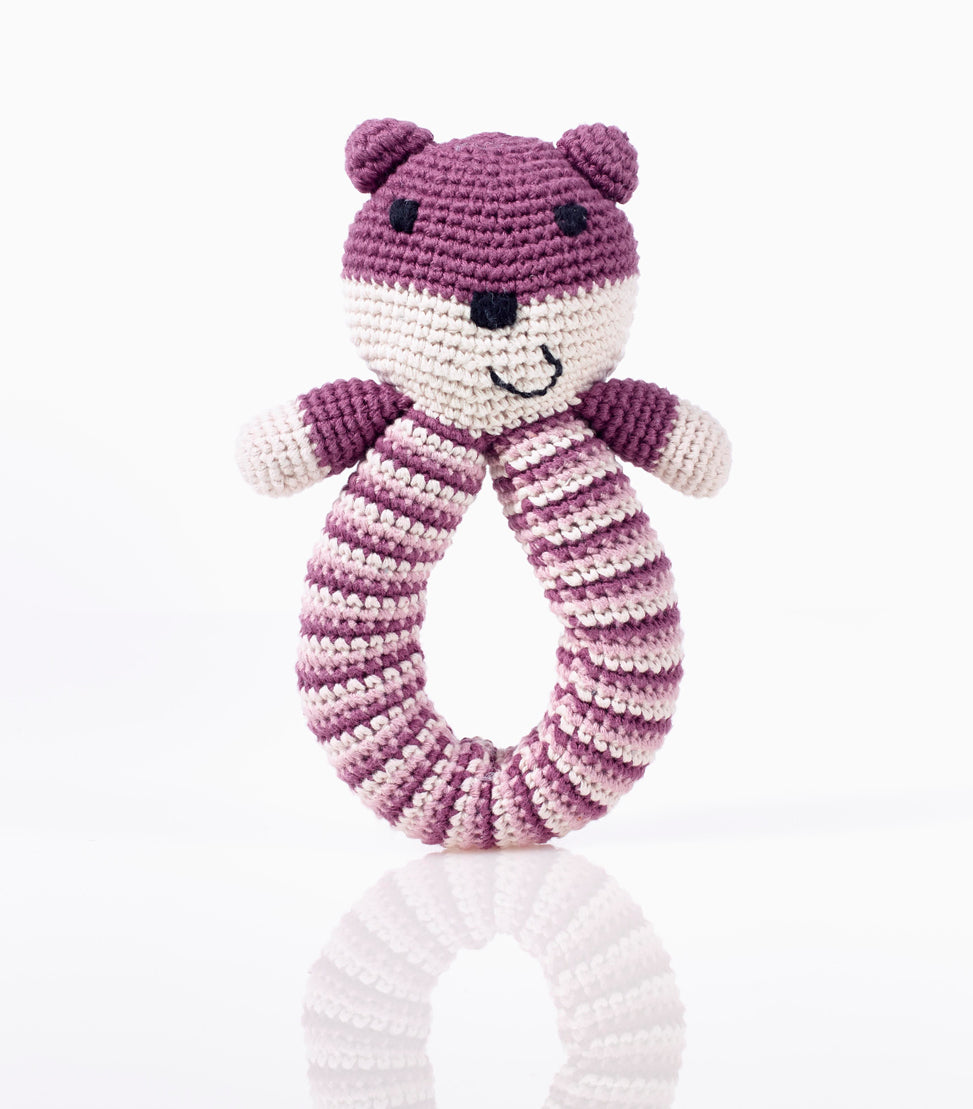 Bear Ring Rattle - Purple