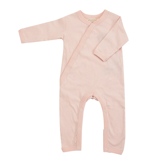 Fine Stripe Kimono Romper in Pink