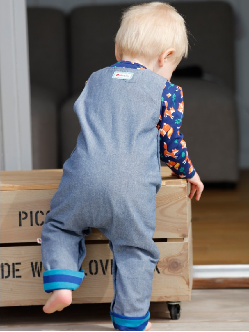 Fox Embroidered Chambray Dungarees
