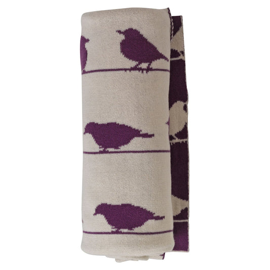 Knitted Shawl - Raspberry Birds