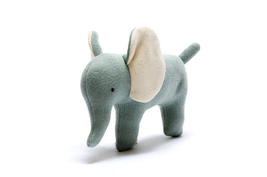 Organic Knitted Small Elephant in Teal