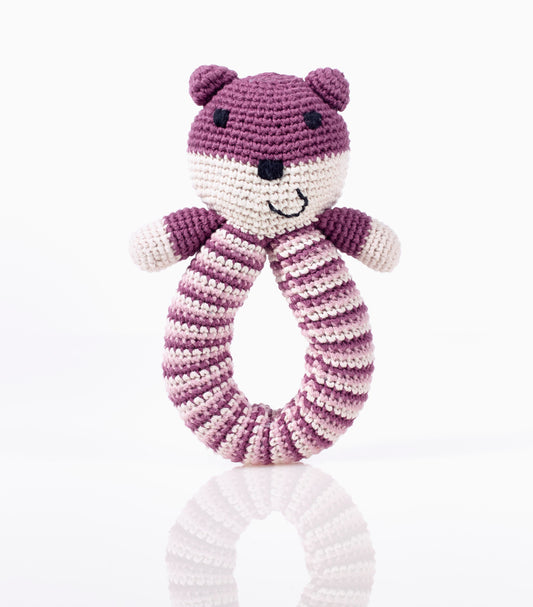 Bear Ring Rattle - Purple