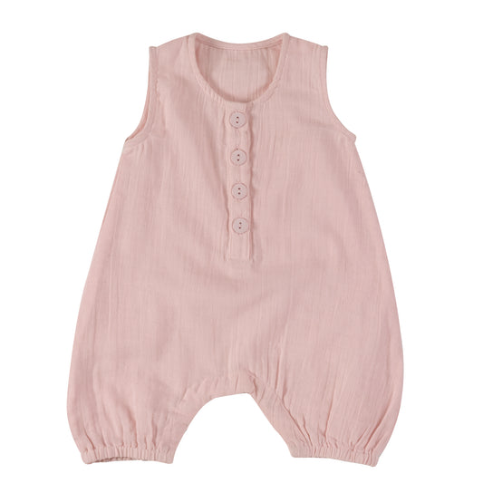 Baby All-in-One Muslin Romper - Pink