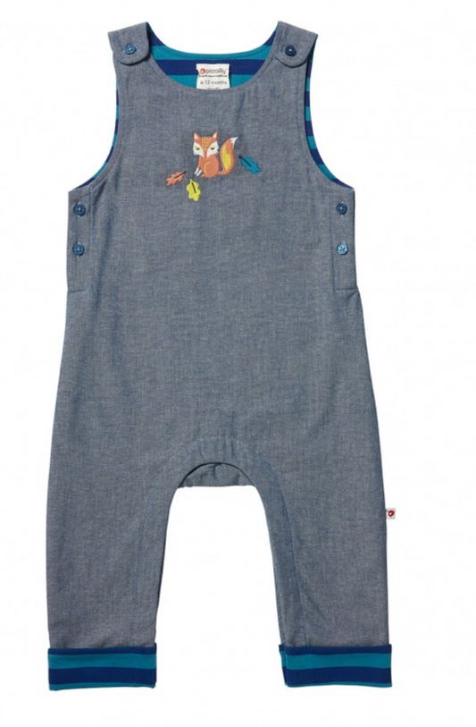 Fox Embroidered Chambray Dungarees
