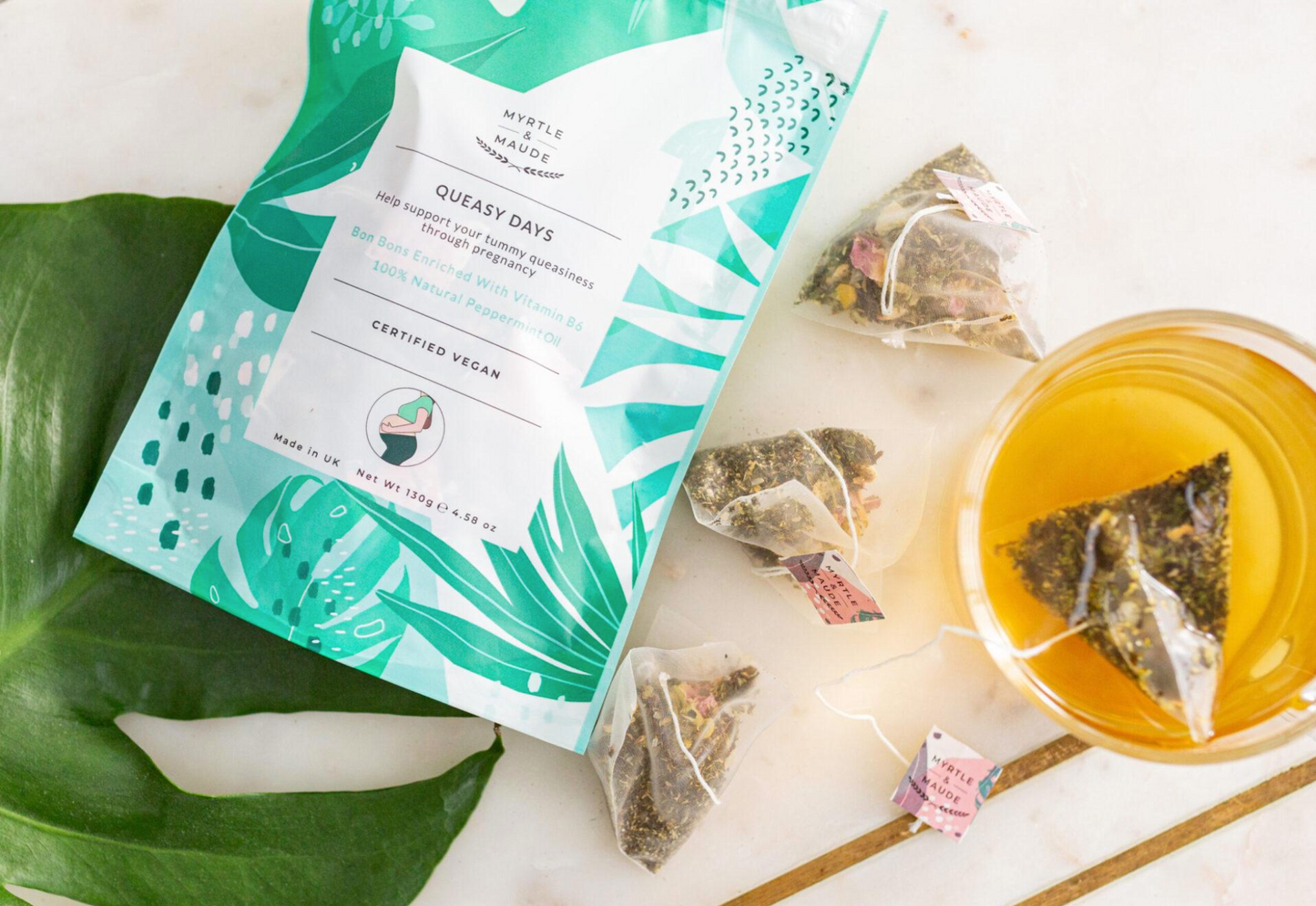 Help eleviate morning sickness with our vegan morning sickness tea with peppermint and ginger