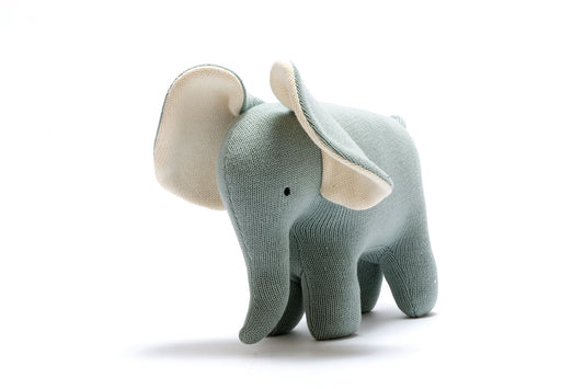Organic Knitted Large Elephant in Teal
